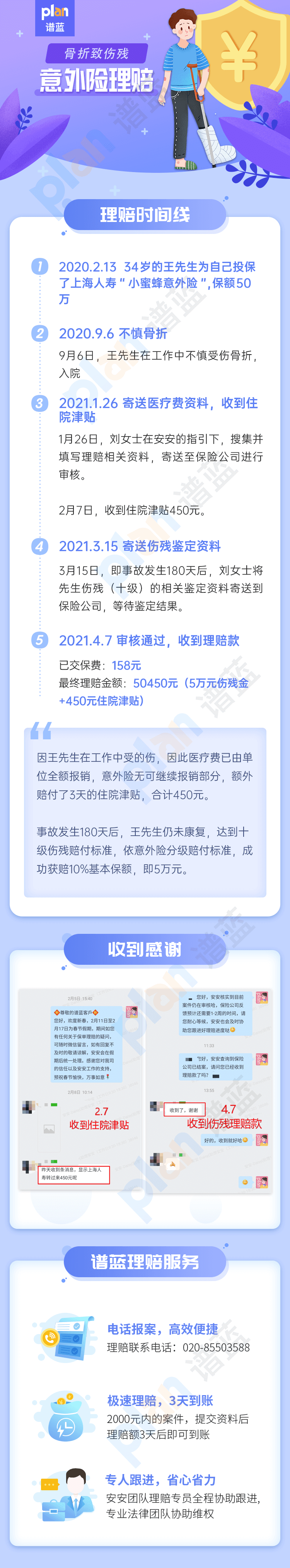 理赔案例Vol.48 | 意外造成伤残，可以按伤残等级一次性赔付相应保额！插图