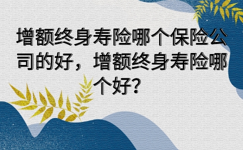 哪家保险公司的增额终身寿险好？插图