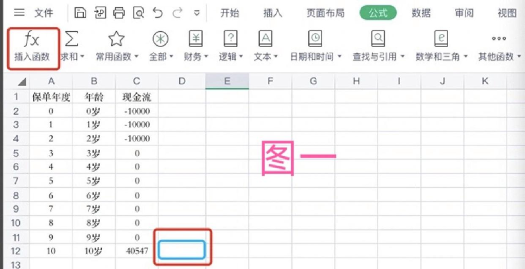 如何用excel表计算IRR内部收益率、增额终身寿险IRR收益率？插图2