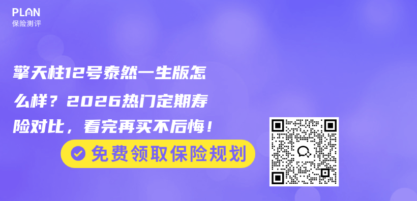 擎天柱12号泰然一生版怎么样？2026热门定期寿险对比，看完再买不后悔！插图1