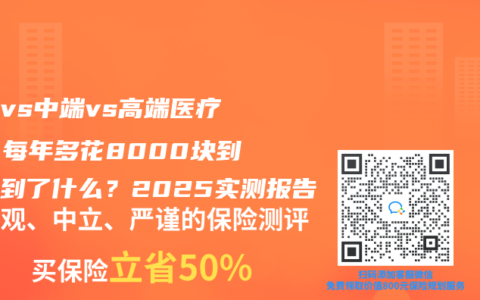 百万vs中端vs高端医疗险：每年多花8000块到底买到了什么？2025实测报告