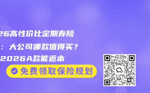 2026高性价比定期寿险对比：大公司哪款值得买？臻爱2026A款能返本