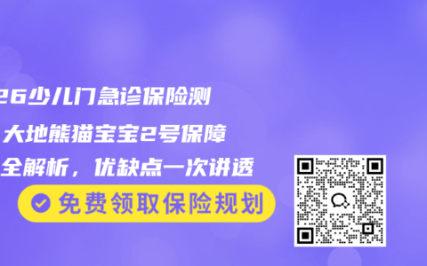 2026少儿门急诊保险测评：大地熊猫宝宝2号保障责任全解析，优缺点一次讲透