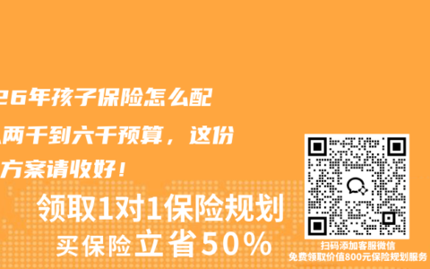 2026年孩子保险怎么配？从两千到六千预算，这份科学方案请收好！