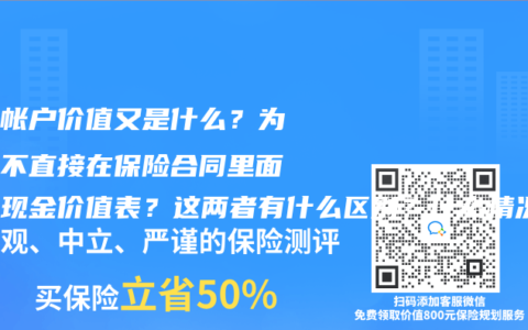 保单帐户价值又是什么？为什么不直接在保险合同里面注明现金价值表？这两者有什么区别？什么情况下要用保单帐户价值体现，而不用现金价值直观的体现。
