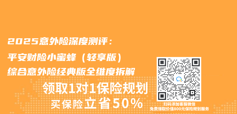 2025意外险深度测评：平安财险小蜜蜂（轻享版）综合意外险经典版全维度拆解插图