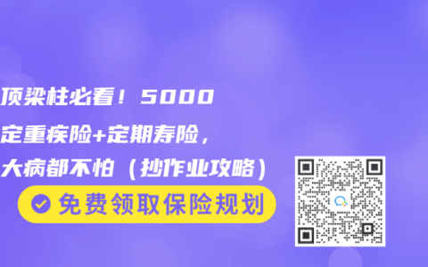 家庭顶梁柱必看！5000元搞定重疾险+定期寿险，猝死大病都不怕（抄作业攻略）