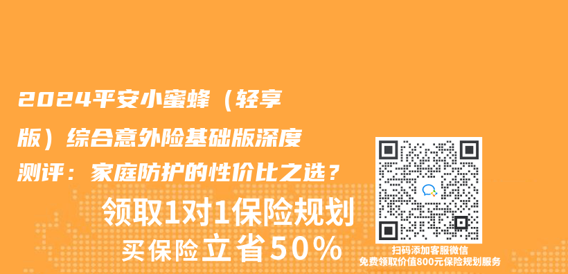 2024平安小蜜蜂（轻享版）综合意外险基础版深度测评：家庭防护的性价比之选？插图