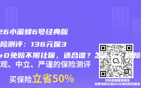 2026小蜜蜂6号经典版意外险测评：136元保30万+0免赔不限社保，适合谁？怎么买？理赔快吗？