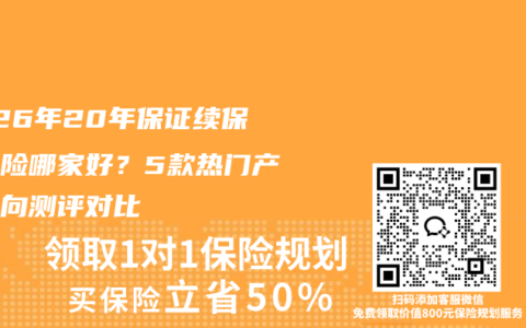 2026年20年保证续保医疗险哪家好？5款热门产品横向测评对比