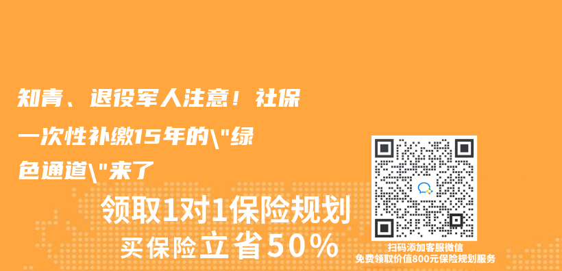 知青、退役军人注意！社保一次性补缴15年的”绿色通道”来了插图