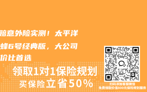 0免赔意外险实测！太平洋小蜜蜂6号经典版，大公司高性价比首选