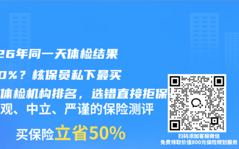 2026年同一天体检结果差30%？核保员私下最买账的体检机构排名，选错直接拒保！
