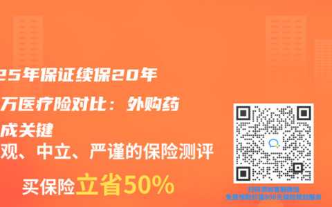 2025年保证续保20年的百万医疗险对比：外购药保障成关键