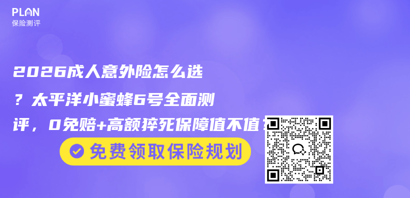 2026成人意外险怎么选？太平洋小蜜蜂6号全面测评，0免赔+高额猝死保障值不值？插图1