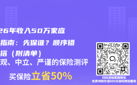 2026年收入50万家庭保险指南：先保谁？顺序错全白搭（附清单）