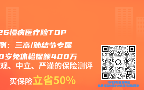 2026慢病医疗险TOP5实测：三高/肺结节专属，70岁免体检保额400万