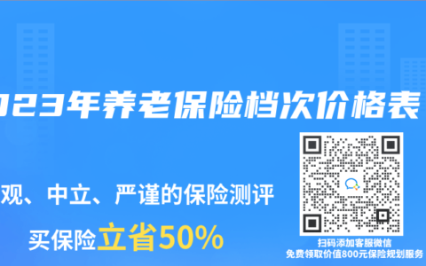 2023年养老保险档次价格表
