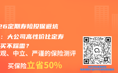2026定期寿险投保避坑指南：大公司高性价比定寿怎么买不踩雷？