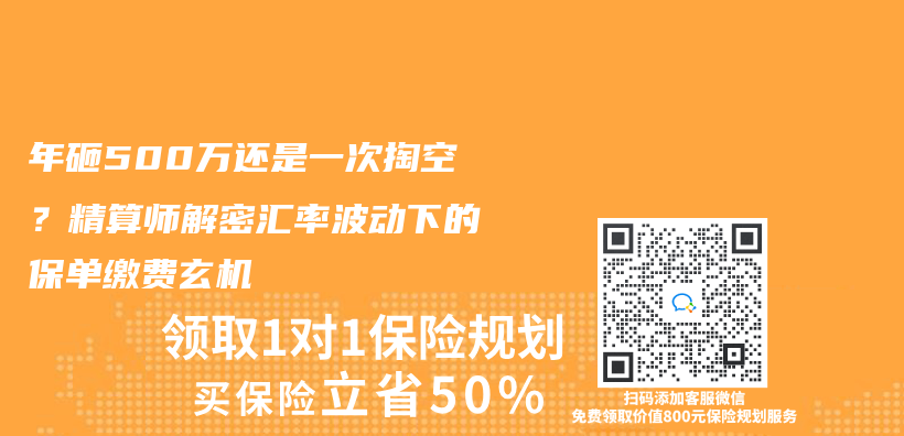 年砸500万还是一次掏空？精算师解密汇率波动下的保单缴费玄机插图
