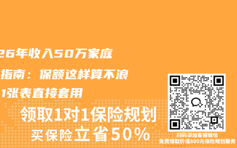 2026年收入50万家庭寿险指南：保额这样算不浪费，1张表直接套用
