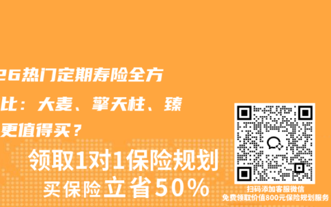 2026热门定期寿险全方位对比：大麦、擎天柱、臻爱谁更值得买？