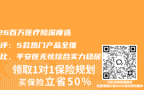 2026百万医疗险深度选购测评：5款热门产品全维度对比，平安医无忧综合实力稳居第一名