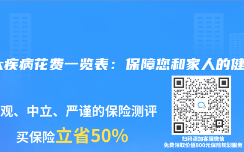重大疾病花费一览表：保障您和家人的健康