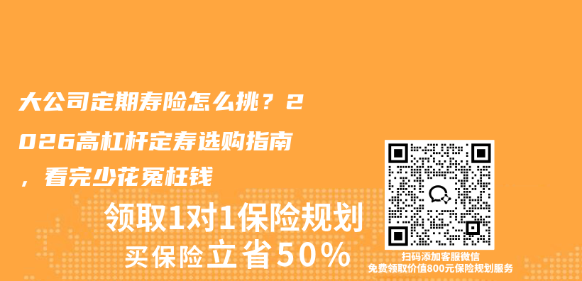 大公司定期寿险怎么挑?2026高杠杆定寿选购指南,看完少花冤枉钱插图 大公司定期寿险怎么挑?2026高杠杆定寿选购指南,看完少花冤枉钱插图