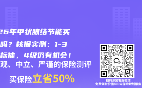 2026年甲状腺结节能买寿险吗？核保实测：1-3级可标体，4级仍有机会！