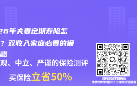 2026年夫妻定期寿险怎么选？双收入家庭必看的保障攻略