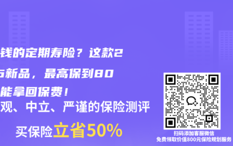 不花钱的定期寿险？这款2026新品，最高保到80岁还能拿回保费！