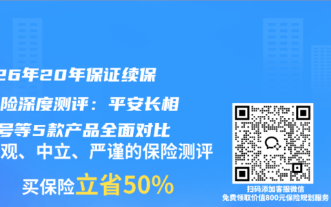 2026年20年保证续保医疗险深度测评：平安长相安2号等5款产品全面对比