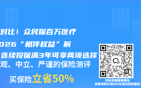 横向对比！众民保百万医疗险2026“相伴权益”解读：连续投保满3年可享两项选择