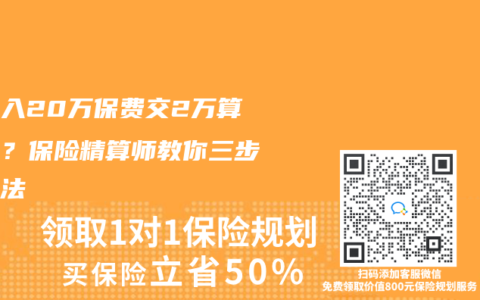 年收入20万保费交2万算多吗？保险精算师教你三步瘦身法