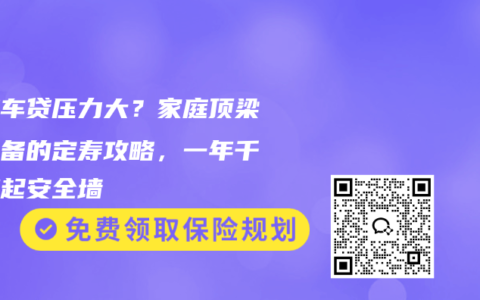 房贷车贷压力大？家庭顶梁柱必备的定寿攻略，一年千元筑起安全墙