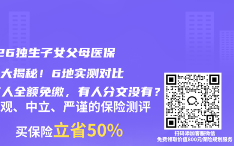 2026独生子女父母医保补贴大揭秘！6地实测对比，有人全额免缴，有人分文没有？