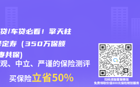 有房贷/车贷必看！擎天柱10号定寿（350万保额+夫妻共保)