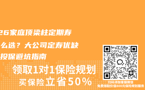 2026家庭顶梁柱定期寿险怎么选？大公司定寿优缺点和投保避坑指南