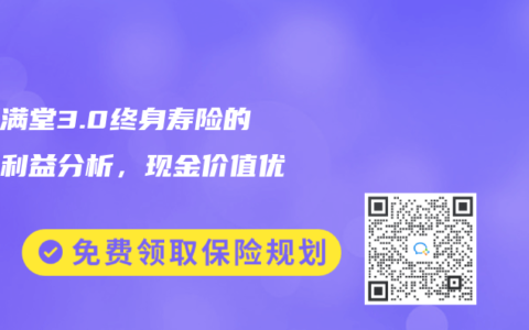 金玉满堂3.0终身寿险的保单利益分析，现金价值优秀